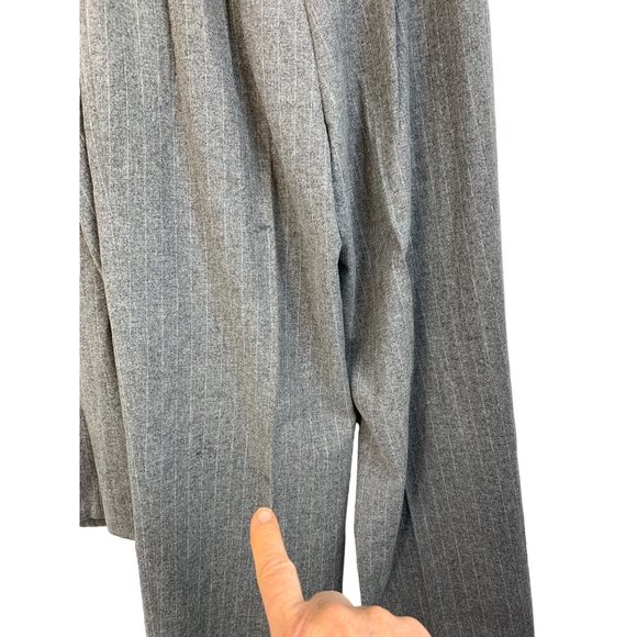 70s VTG Sz 12 Oscar De La Renta Pant Suit Wool Flannel Chalkstripe Wide Leg 6722 - Picture 10 of 14